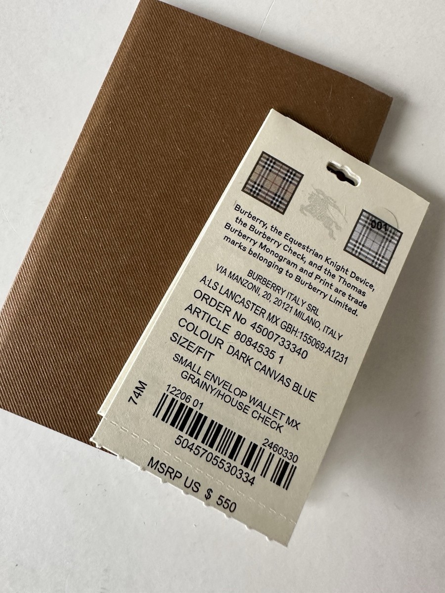 Burberry Lancaster Check Dark Canvas Blue Small Envelop Wallet