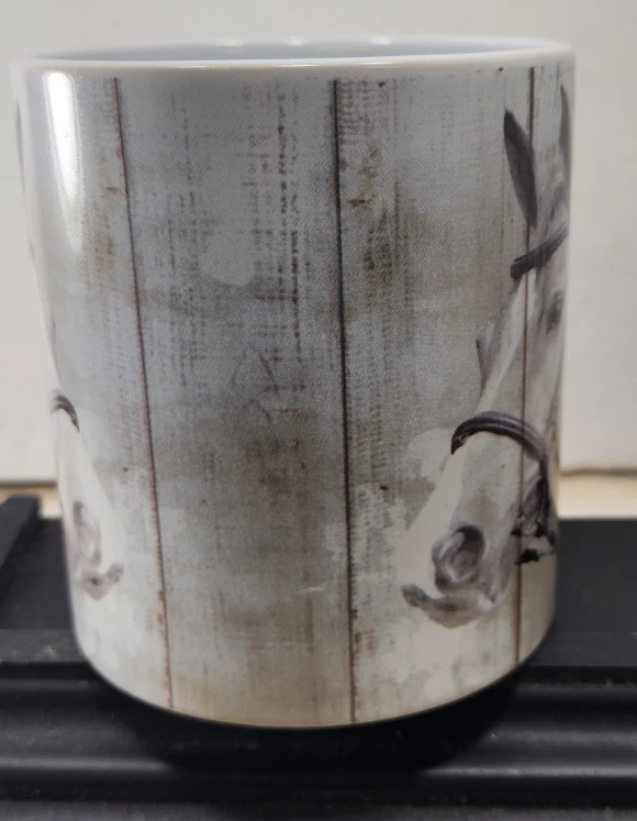 Taza de café blanca Gift Craft White Horse, grande 15 oz. Café, cacao caliente, té. Foto 2 de 4