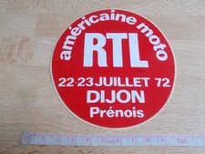 Autocollant Radio RTL - Américaine moto - Dijon Prénois 1972