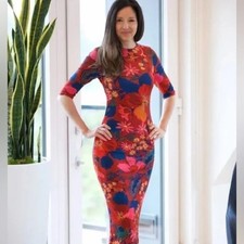 Anthropologie Farm Rio Snake Garden Red Jersey Dress Size S