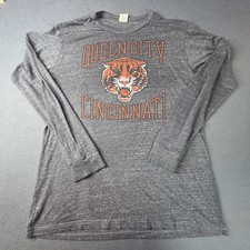 Homage Cincinnati Queen City Tiger Long Sleeve T-Shirt Gray Mens XL Made in USA