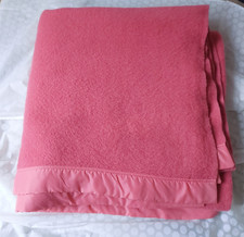 Vintage 60s Moderna Sorrento ~ Pink ~ Wool Thick heavy Blanket 230cm x 208cm XL 