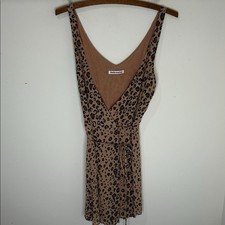 REFORMATION Feline Leopard Animal Print ANCHORAGE V-Neck Wrap Mini Dress XS = 0