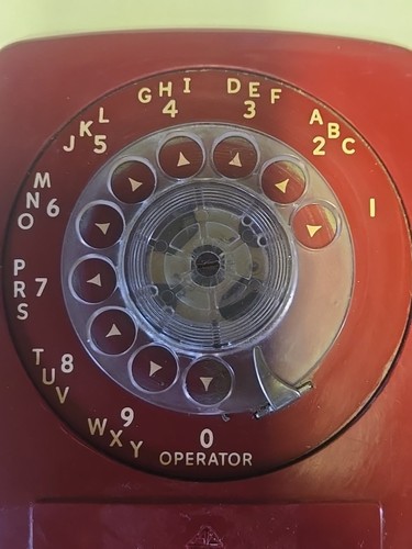Telefono da parete automatico elettrico co rosso tipo 90 quadrante rotante sella laterale AECO con cavo - Foto 4 di 13