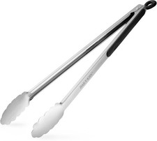 Grill Tongs, 17 Inch Extra Long BBQ Premium Stainless 17" 1PC, Black