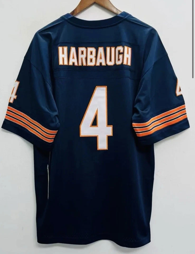 Jim Harbaugh #4 Chicago Bears Throwback NFL Jersey NWT Sewn M-3XL