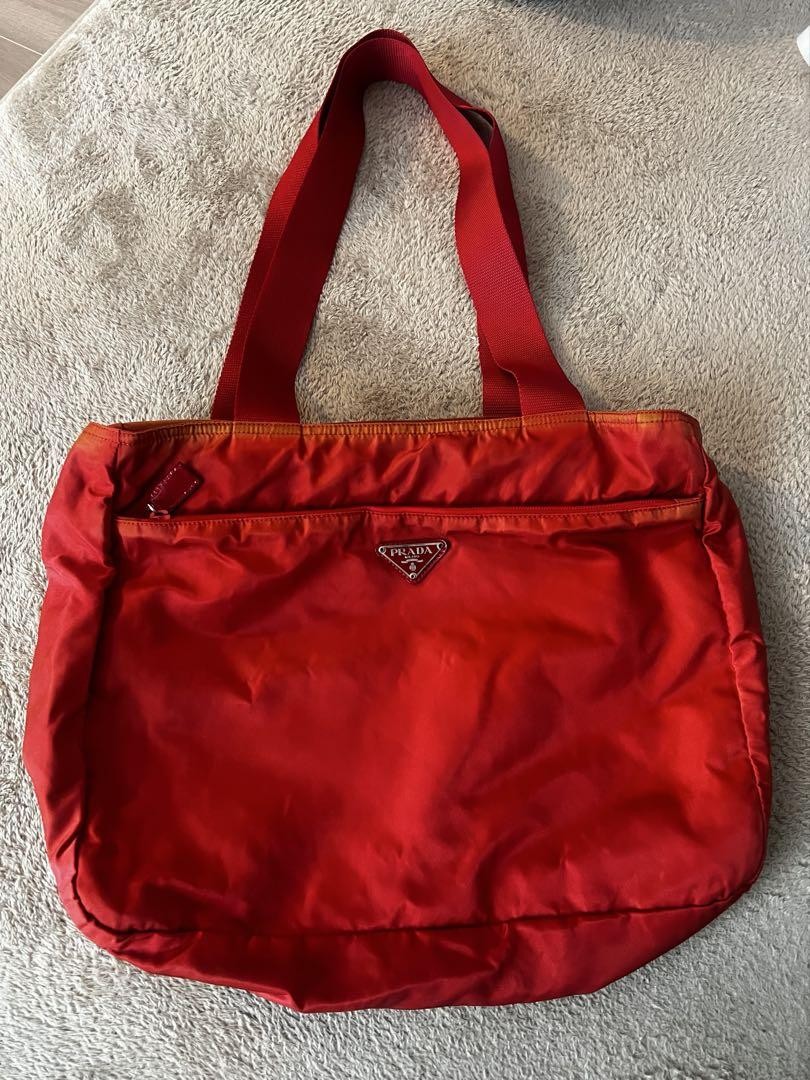 PRADA Nylon Shoulder Tote Bag in Red Color PCDQMS Style