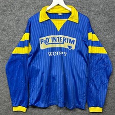 Vintage Pro Interim Woippy #10 Soccer Jersey Men's Blue Yellow Sports - Large