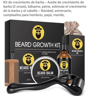 NALAND Beard Growth Kit w/ Beard Growth Oil, Balm, Comb & Derma Roller