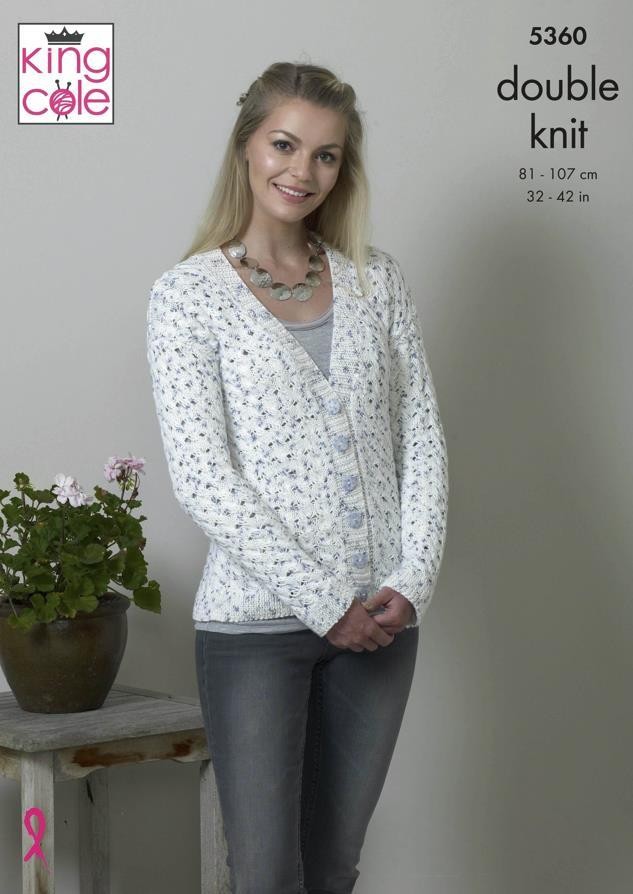 King Cole DK Knitting Pattern Cardigan and Sweater 5360