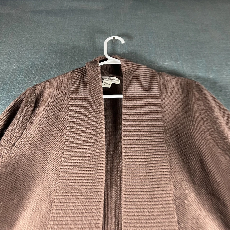 Женский кардиган Marisa Christina свитер размер L коричневый шерстяной плотный вязаный открытый передний - Изображение 4 из 4