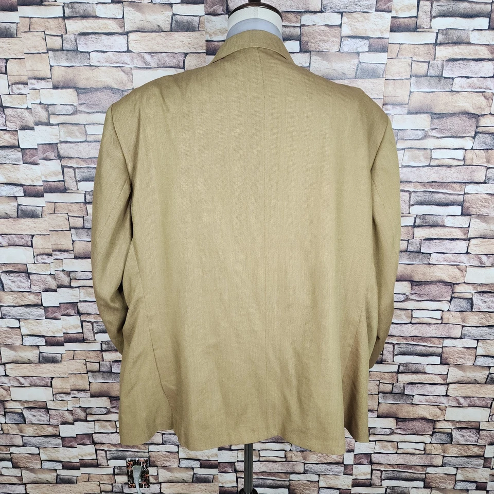 Blazer a medida Sims Tailors para hombre 60R amarillo beige 3 botones doble ventilación Foto 3 de 4