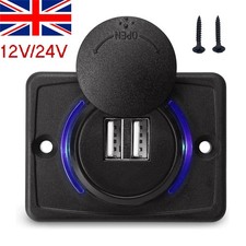 12V Dual USB Fast Charger Power Socket Adapter For Campervan Motorhome Caravan