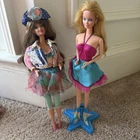 Vintage Barbie Doll Lot 2 Dolls 1990s Fashion Outfit Dress Mattel Star Stand