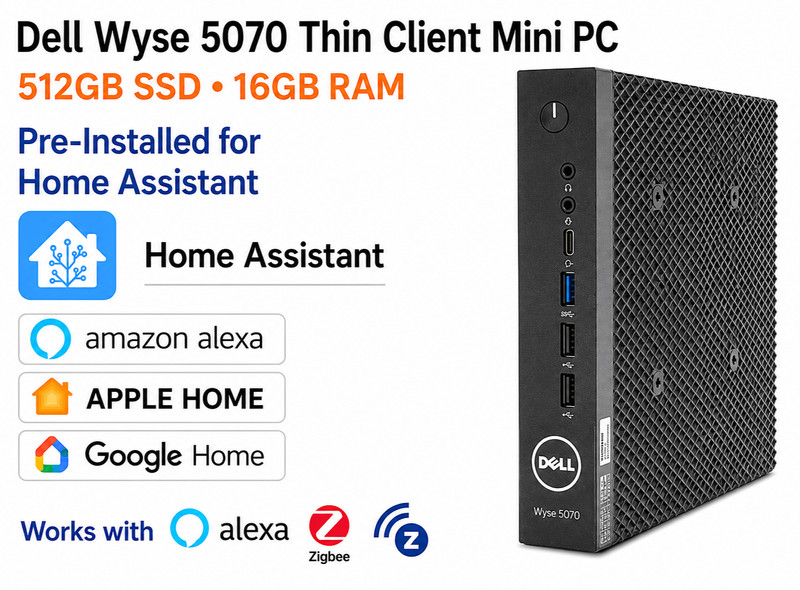 Home Assistant OS Server HAOS Pre-Installed Wyse 5070 Mini PC 16GB 512GB Silent
