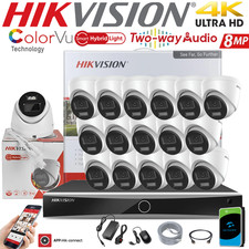HIKVISION GENUINE 8MP 4K CCTV NVR PoE IP ColorVu 2-Way Audio Camera System Kit