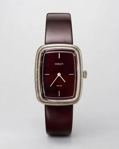 Vintage 1970s Agon Swiss Burgundy Dial TV Case Manual Wind Watch 31x37mm Tank video thumbnail