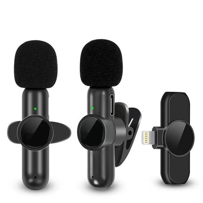 Bluetooth Wireless Lavalier Microphone Mini Clip-on Microphone for Mobile Live D