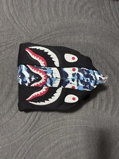 A Bathing Ape Shark Camouflage Full Zip Fleece Hoodie Black Blue Red White L