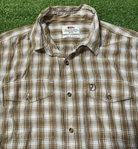 Fjallraven, Fjallraven Shirt Mens Small Brown Plaid Abisko Cool Button Up Hiking