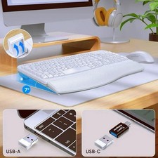 Ergonomic Wireless Keyboard and Mouse Combo - Wave Keyboard with Soft Leather...