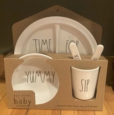Rae Dunn By Magenta Baby Toddler Feeding Set Melamine Plate Bowl Cup Fork Spoon