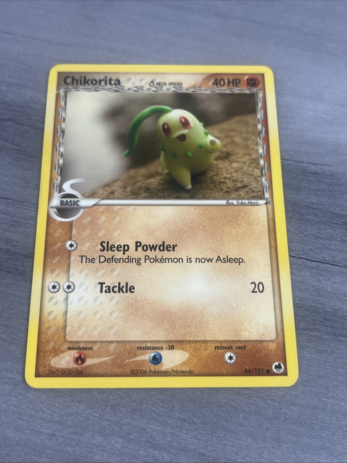 POKEMON CHIKORITA DELTA SPECIES 44/101 COMMON  DRAGON FRONTIERS NM CARD