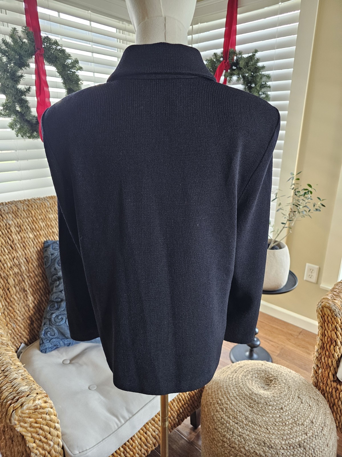 ST. JOHN Basic Black Gold Button Santana Knit Jac… - image 6