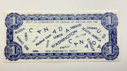 Canada Political Propaganda New Democratic Party Voting Flyer JJ568