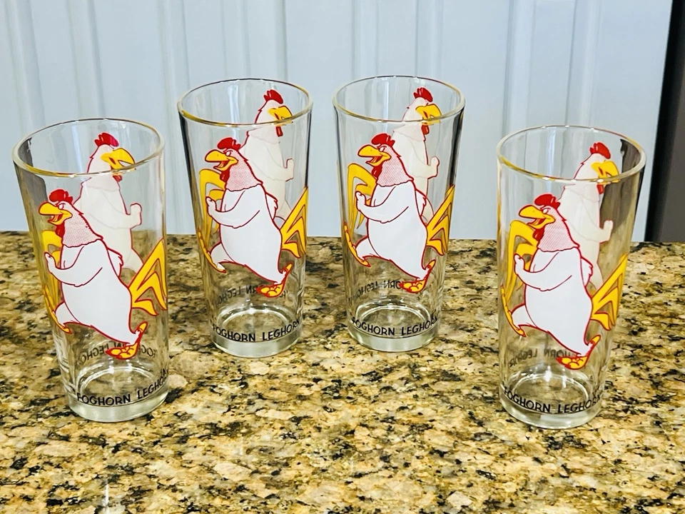 Juego de 4 gafas Foghorn Leghorn 1973 vintage serie limitada Pepsi 6,25 impecable Foto 3 de 4