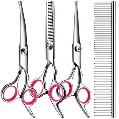 TINMARDA Dog Grooming Kit, Professional Stainless Steel 4 Piece, Pink