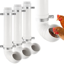 3 Pack Automatic Chicken Feeder No Waste, PVC Pipe Chicken Coop Feeder, Rat P...