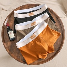 Men's New Cotton Boxers Mid Rise Solid Color Loose Breathable Comfort Underwear