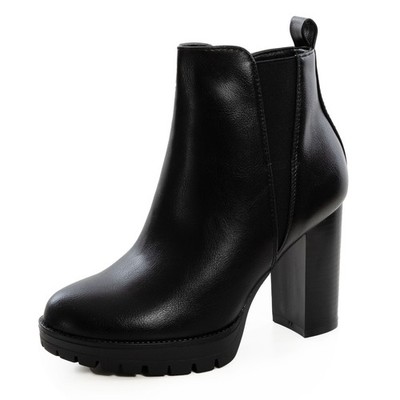 Damen Overknee Stiefeletten Weitabsatz Plateau Chelsea TOOCOOL AX18686-11