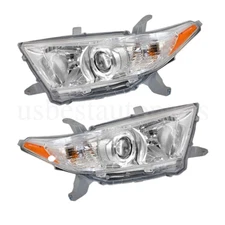Headlights Chrome For Toyota Highlander 2011-2013 Pair Headlamps Left+Right Side