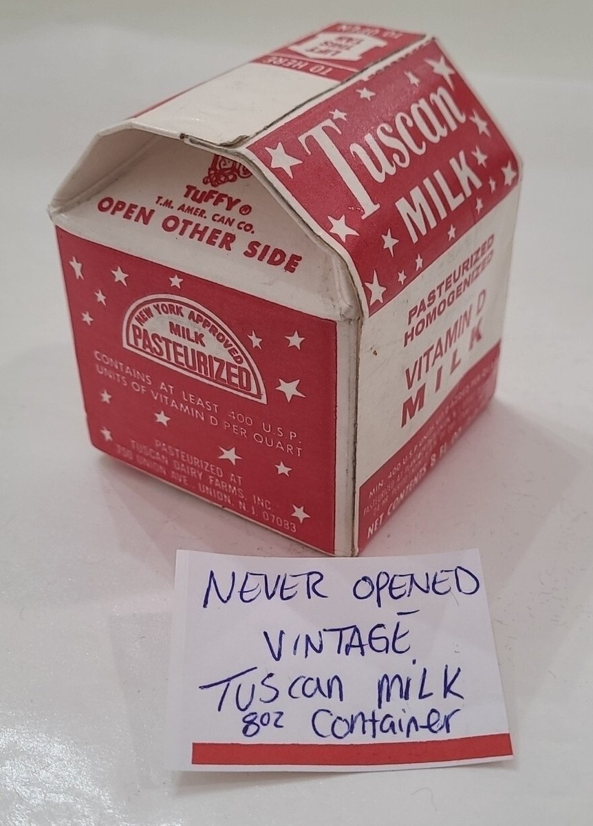 Tuscan Milk Carton Wax Paper Old Factory Sealed Vintage Dairy 8oz