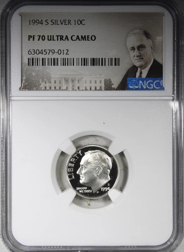 1994-S Proof Silver Roosevelt Dime NGC PR70 ULTRA CAMEO Deep Mirrors 10C