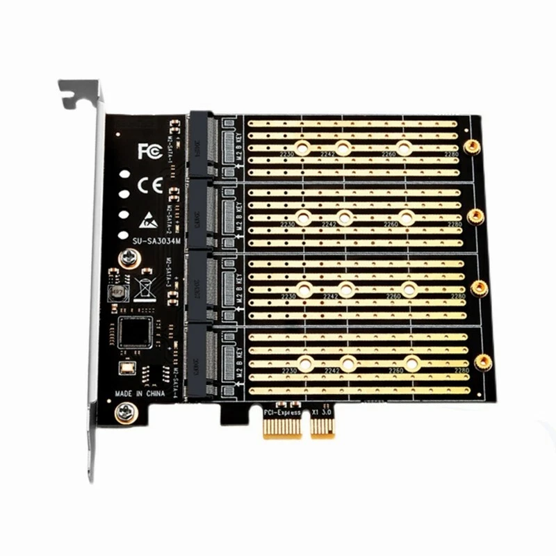 PCIE to M.2 Mining Expansion Card PCI Express X1 to 4 Ports M.2