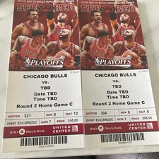 2 Chicago Bulls Vs TBD Playoffs Ticket Stubs