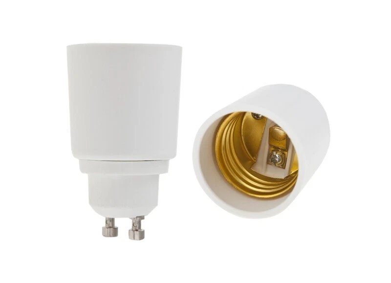 6 Adattatori Per Lampadine Da GU10 A E27 - Convertitore Di Base In PBT Ignifugo, Facile Montaggio, Bianco