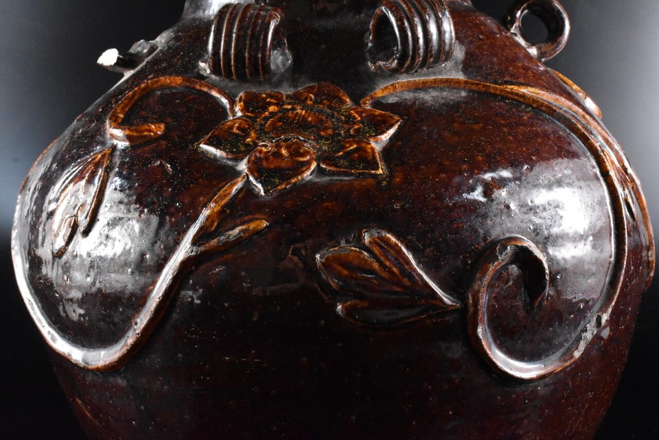 D2323 XF Chinese Brown glaze Flower sculpture DECORATIVE VASE POT eBay