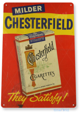 TIN SIGN Chesterfield Cigarettes, Tobacco, Retro, Rustic, Smoke Shop Décor,  A285