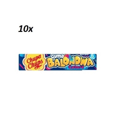 10x Chupa Chups Bubble Gum Colors Blue Raspberry Chewing Gum 27.6 g (0.97oz)