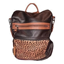 Cluci Backpack Leopard Print Black Tan And Bronze Cute Excellent Condition 