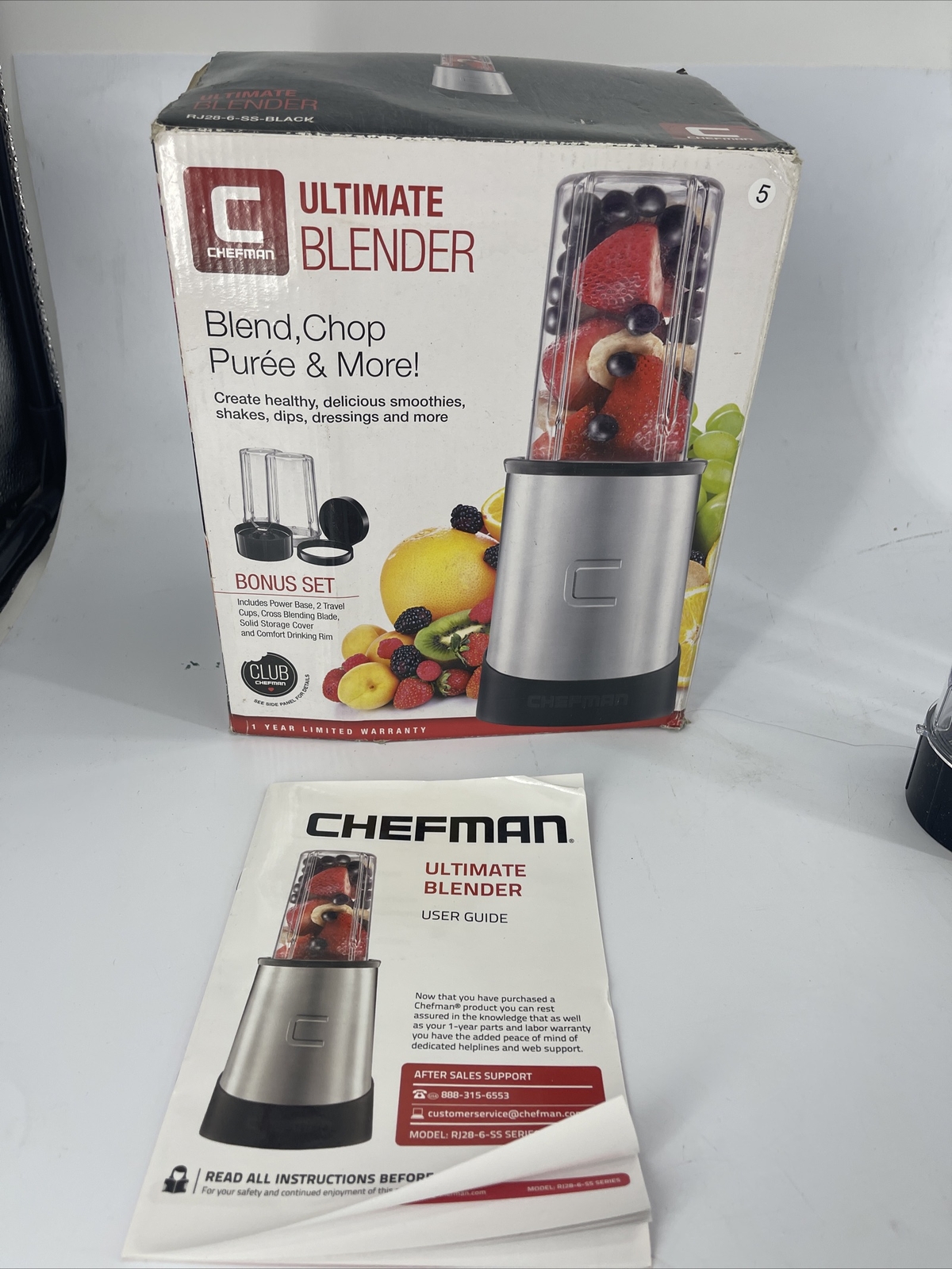 Chefman Personal Ultimate Kitchen Portable Blender Quick Blending of Shakes