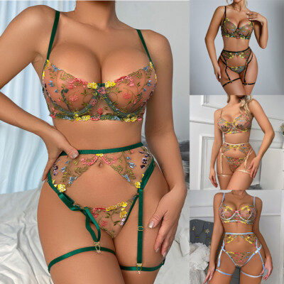 Women's Sexy Floral Lace Bra Thong Set Lingerie Sleepwear Nightwear Underwear | eBay Women's Sexy Floral Lace Bra Thong Set Lingerie Sleepwear Nightwear Underwear | eBay