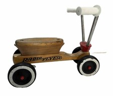 Vintage Classic Radio Flyer Maple Wood 4 Wheel Tiny Trike Riding Toy