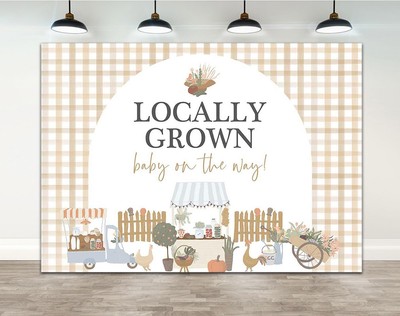 Locally Grown Baby Shower Backdrop Farmer's Market Baby Shower Decorations Pu...