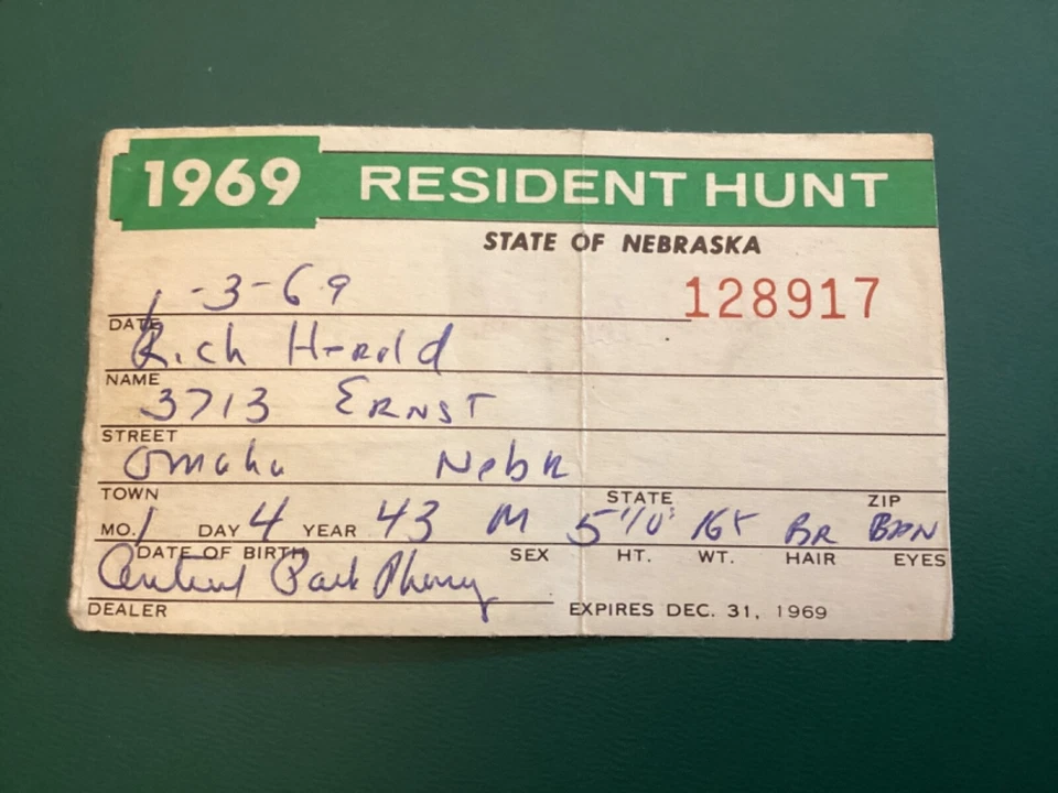 ICOLLECTZONE US RW36 Duck stamp 1969 & Nebraska Hunting stamp on license fresh - Image 2 of 2