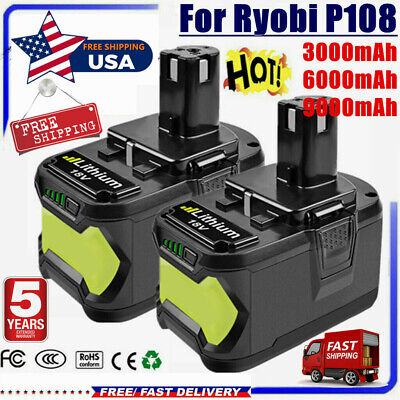 Akku Für Ryobi One Plus P108 18V 6,0Ah Lithium RB18L50 P107 RB18L40 Batterie